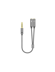 AISENS Cable Adaptador Audio Jack 3.5 4pines/M-2xjack 3.5 3pines/H, Gris, 25cm 2