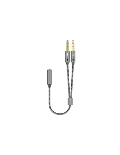AISENS Cable Adaptador Audio Jack 3.5 4pines/H-2xjack 3.5 3pines/M, Gris, 25cm