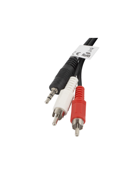 Lanberg CA-MJRC-10CC-0020-BK cable de audio 2 m 3,5mm RCA Negro, Rojo, Blanco