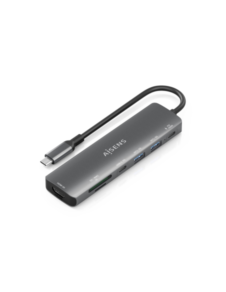 AISENS ASUC-7P026-GR base para portátil y replicador de puertos Alámbrico USB 3.2 Gen 1 (3.1 Gen 1) Type-C