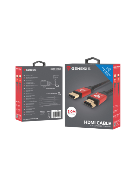 GENESIS NKA-0787 cable HDMI 3 m HDMI tipo A (Estándar) Negro, Rojo
