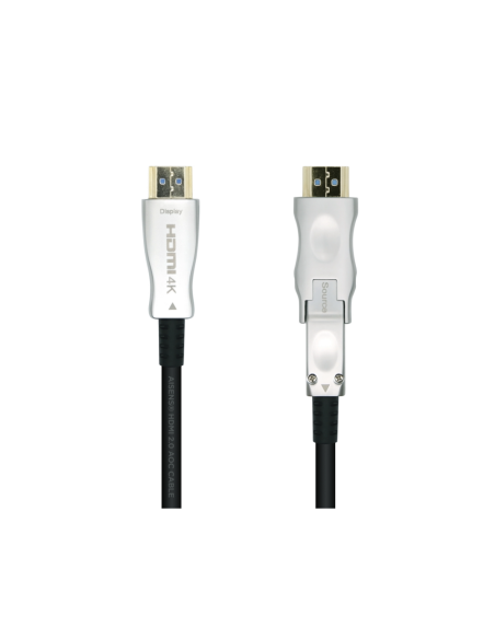 AISENS Cable HDMI V2.0 AOC Desmontable Premium Alta Velocidad / HEC 4k@60Hz 4:4:4 18Gbps, A/M-D/A/M, Negro, 20m