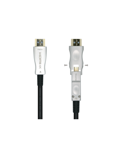 AISENS Cable HDMI V2.0 AOC Desmontable Premium Alta Velocidad / HEC 4k@60Hz 4:4:4 18Gbps, A/M-D/A/M, Negro, 20m