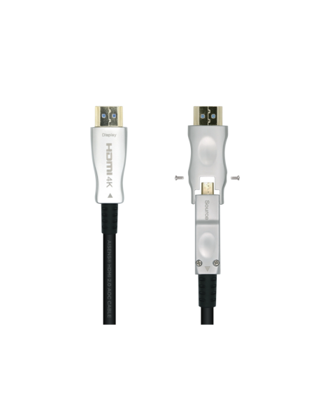 AISENS Cable HDMI V2.0 AOC Desmontable Premium Alta Velocidad / HEC 4k@60Hz 4:4:4 18Gbps, A/M-D/A/M, Negro, 20m