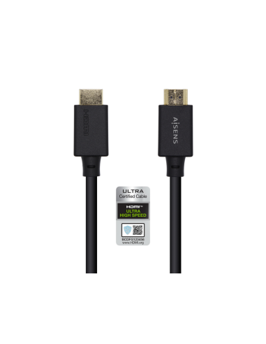 AISENS Cable HDMI V2.1 Ultra Alta Velocidad / HEC Certificado 8k@60Hz 48Gbps, A/M-A/M, Negro, 1.0m