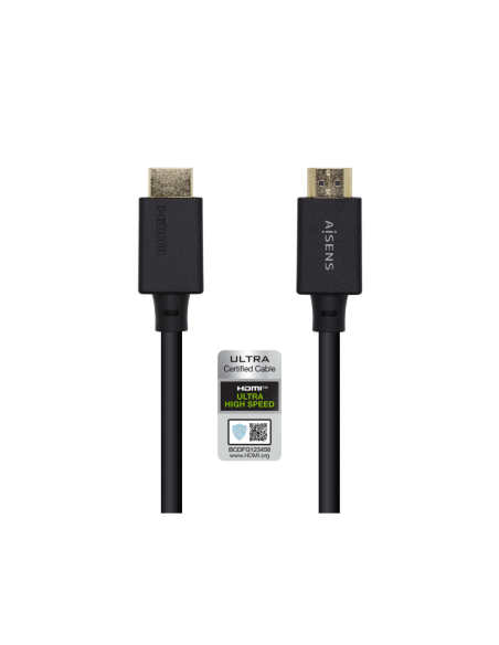 AISENS Cable HDMI V2.1 Ultra Alta Velocidad / HEC Certificado 8k@60Hz 48Gbps, A/M-A/M, Negro, 1.0m