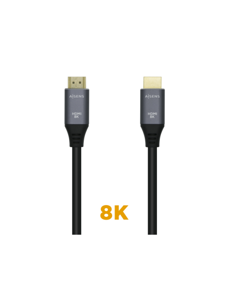 AISENS Cable HDMI V2.1 Ultra Alta Velocidad / HEC 8k@60Hz 48Gbps, A/M-A/M, Gris/Negro, 0.5m