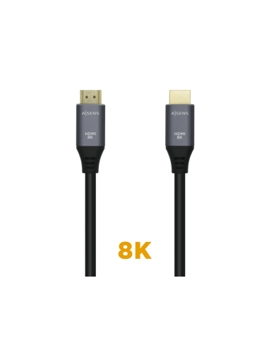 AISENS Cable HDMI V2.1 Ultra Alta Velocidad / HEC 8k@60Hz 48Gbps, A/M-A/M, Gris/Negro, 1.5m