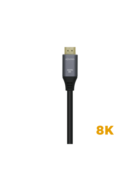 AISENS Cable HDMI V2.1 Ultra Alta Velocidad / HEC 8k@60Hz 48Gbps, A/M-A/M, Gris/Negro, 1.5m