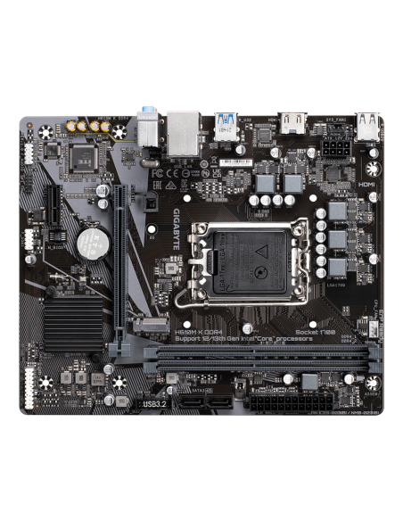 GIGABYTE H610M K DDR4 Placa base - Compatible con procesadores Intel Core 14th Gen CPUs, 3+1+1 Phases Hybrid Power Design, up to