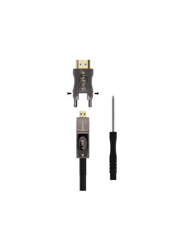AISENS Cable Hdmi V2.1 AOC Desmontable Ultra Alta Velocidad / Hec 8K@60Hz 4K@120Hz 4:4:4 48Gbps, A/M-D/A/M, Negro, 15M