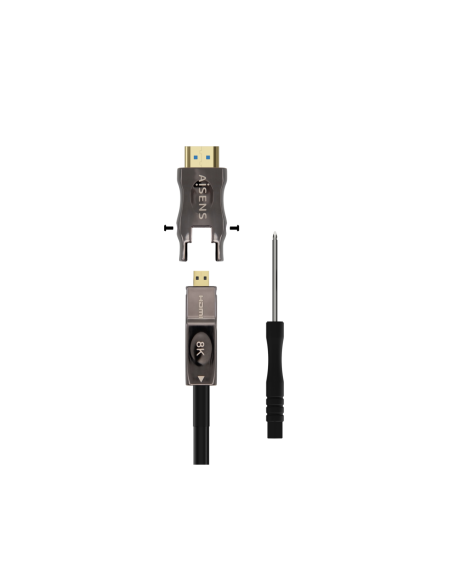 AISENS Cable Hdmi V2.1 AOC Desmontable Ultra Alta Velocidad / Hec 8K@60Hz 4K@120Hz 4:4:4 48Gbps, A/M-D/A/M, Negro, 15M