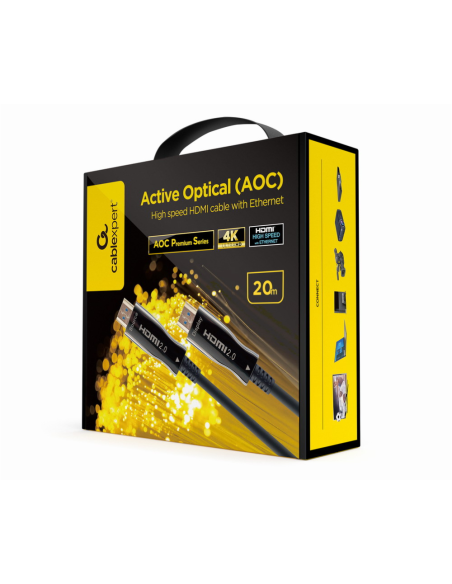 Gembird CCBP-HDMI-AOC-20M-02 cable HDMI HDMI tipo A (Estándar) Negro