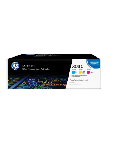 HP Pack de ahorro de 3 cartuchos de tóner original LaserJet 304A cian/magenta/amarillo