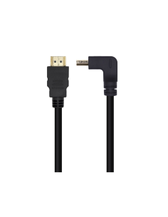 AISENS Cable HDMI V2.0 Acodado Premium Alta Velocidad / HEC 4K@60Hz 18Gbps, A/M-A/M, Negro, 1.0m 2