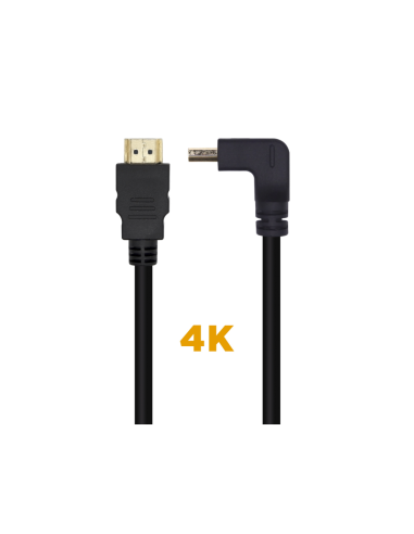 AISENS Cable HDMI V2.0 Acodado Premium Alta Velocidad / HEC 4K@60Hz 18Gbps, A/M-A/M, Negro, 1.0m