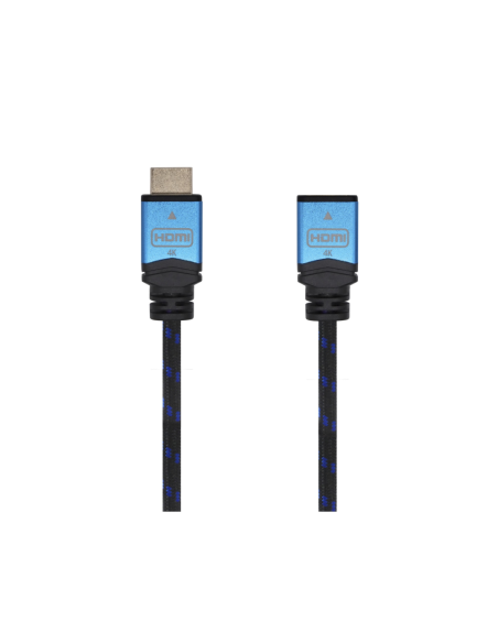 AISENS Cable HDMI V2.0 Prolongador Premium Alta Velocidad / HEC 4K@60Hz 18Gbps, A/M-A/H, Negro/Azul, 2.0m