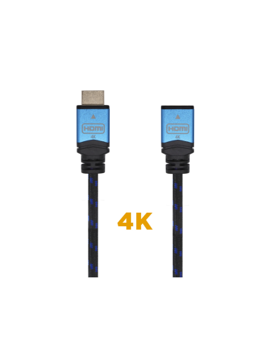 AISENS Cable HDMI V2.0 Prolongador Premium Alta Velocidad / HEC 4K@60Hz 18Gbps, A/M-A/H, Negro/Azul, 2.0m