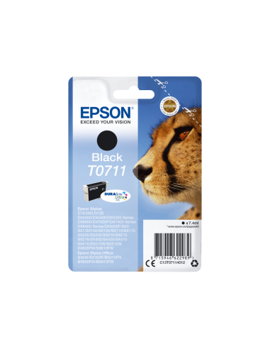 Epson Cheetah Singlepack Black T0711 DURABrite Ultra Ink cartucho de tinta 1 pieza(s) Original Rendimiento estándar