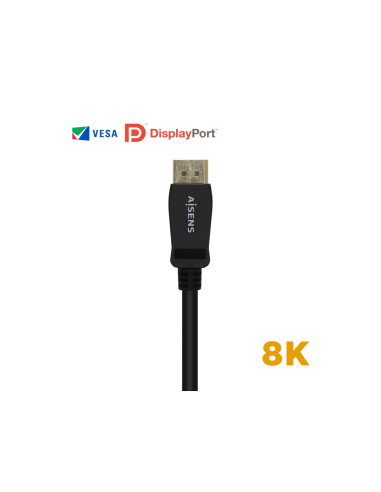 AISENS Cable Displayport Certificado V1.4 8k@60hz, DP/M-DP/M, Negro, 2.0m