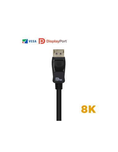 AISENS Cable Displayport Certificado V1.4 8k@60hz, DP/M-DP/M, Negro, 2.0m