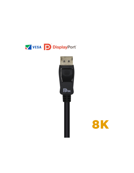 AISENS Cable Displayport Certificado V1.4 8k@60hz, DP/M-DP/M, Negro, 2.0m