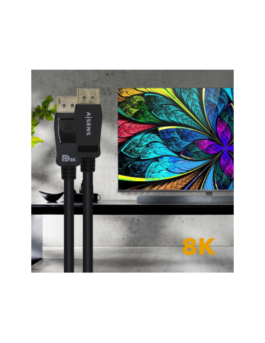 AISENS Cable Displayport Certificado V1.4 8k@60hz, DP/M-DP/M, Negro, 2.0m