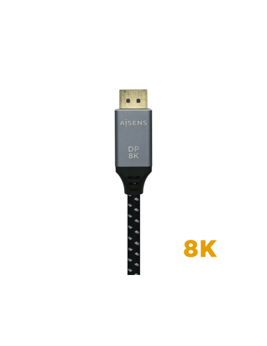 AISENS Cable Displayport V1.4 8k@60hz, DP/M-DP/M, Gris/Negro, 0.5m