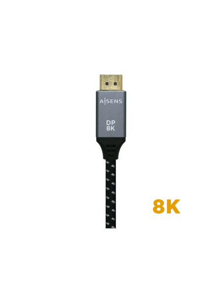 AISENS Cable Displayport V1.4 8k@60hz, DP/M-DP/M, Gris/Negro, 2.0m