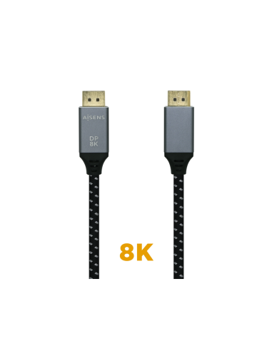 AISENS Cable Displayport V1.4 8k@60hz, DP/M-DP/M, Gris/Negro, 3.0m