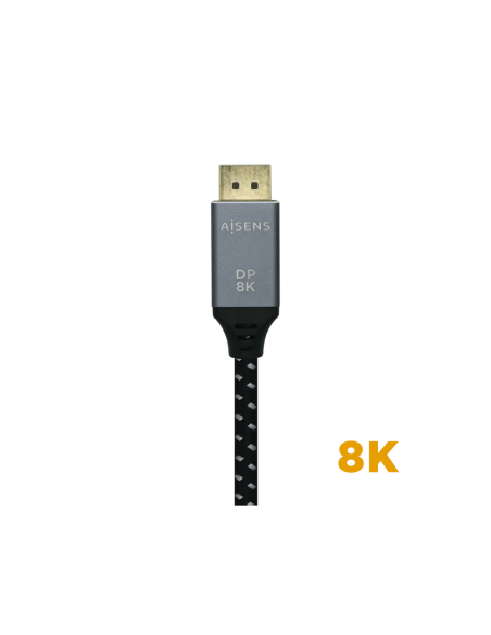 AISENS Cable Displayport V1.4 8k@60hz, DP/M-DP/M, Gris/Negro, 3.0m