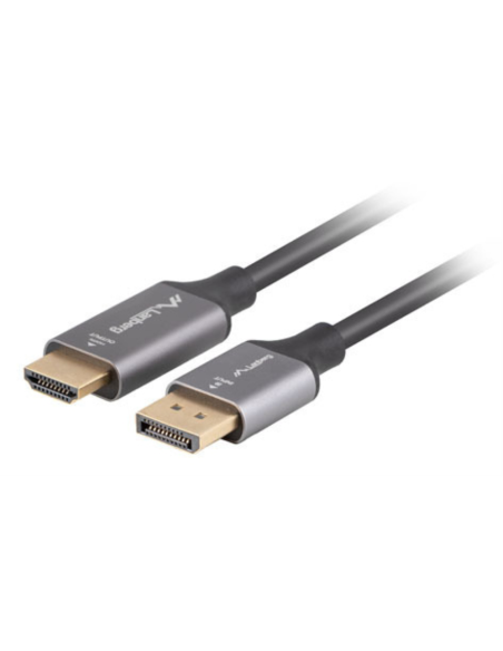 Lanberg CA-DPHD-20CU-0018-BK adaptador de cable de vídeo 1,8 m DisplayPort HDMI tipo A (Estándar) Negro, Plata