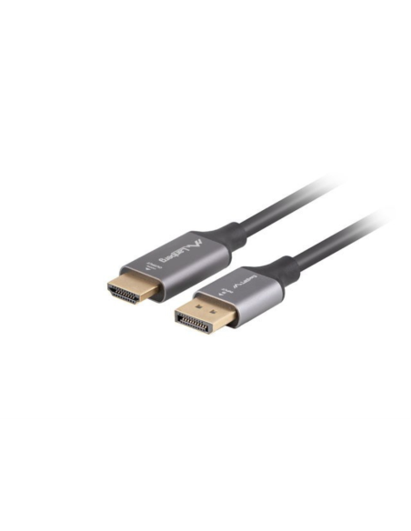 Lanberg CA-DPHD-20CU-0010-BK adaptador de cable de vídeo 1 m DisplayPort HDMI tipo A (Estándar) Negro, Plata