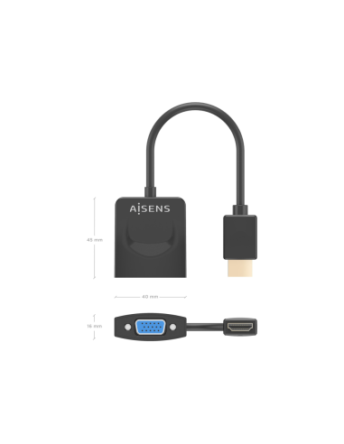 AISENS Conversor HDMI a SVGA, HDMI A/M-SVGA/H, Negro, 15?m