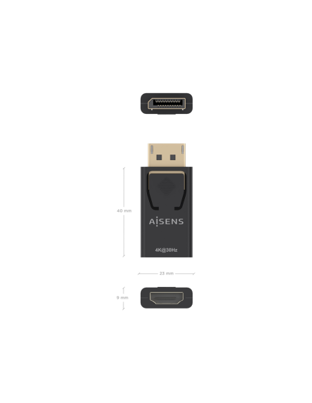 AISENS Conversor Displayport A HDMI 4K@30Hz, DP/M-HDMI/H, Negro
