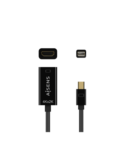 AISENS Conversor Mini DP V1.2 a HDMI V1.4 4K@30Hz, MDP/M-HDMI A/H, Negro, 15CM