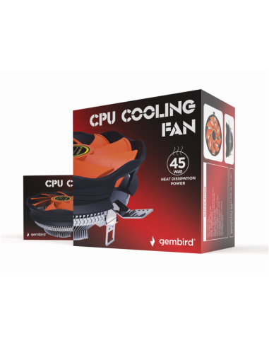 Gembird CPU-HURACAN-X30 sistema de refrigeración para ordenador Procesador Refrigerador de aire 12 cm Negro, Naranja