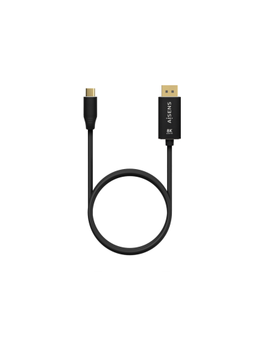 AISENS Cable Conversor Aluminio USB-C a Displayport 8K@60Hz, USB-C/M-DP/M, Negro, 0.8M