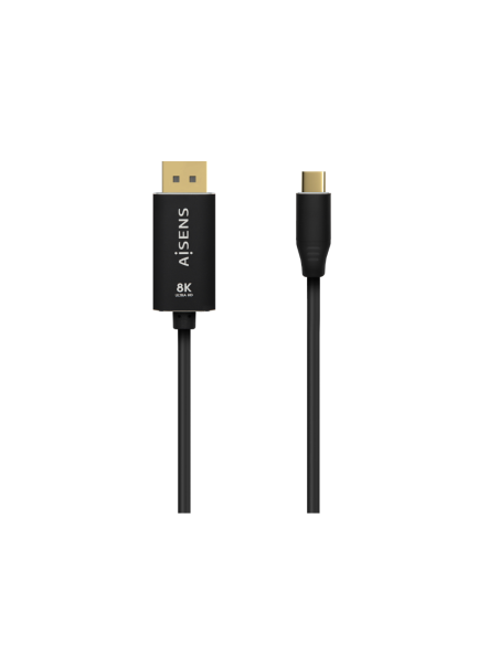 AISENS Cable Conversor Aluminio USB-C a Displayport 8K@60Hz, USB-C/M-DP/M, Negro, 1.8M