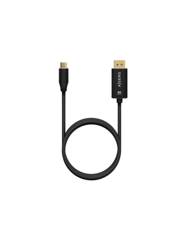 AISENS Cable Conversor Aluminio USB-C a Displayport 8K@60Hz, USB-C/M-DP/M, Negro, 1.8M