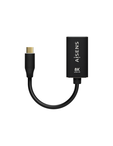 AISENS Conversor Aluminio USB-C a Displayport 8K@60Hz, USB-C/M-DP/H, Negro, 15cm