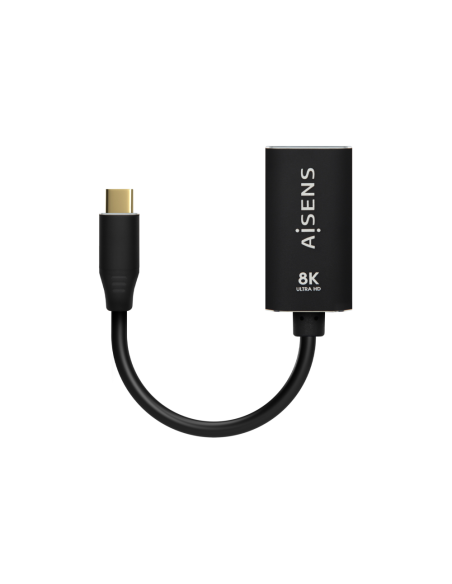 AISENS Conversor Aluminio USB-C a Displayport 8K@60Hz, USB-C/M-DP/H, Negro, 15cm