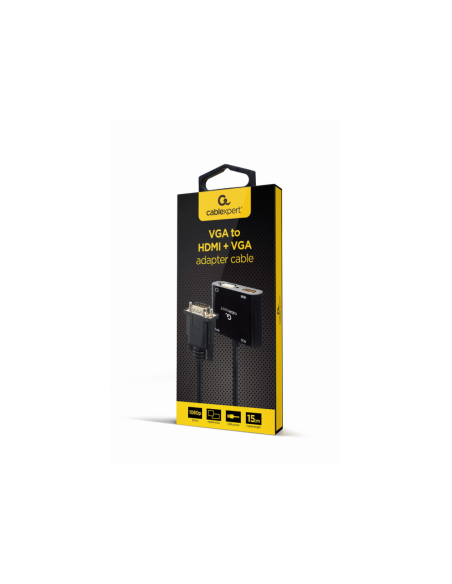 Gembird A-VGA-HDMI-02 adaptador de cable de vídeo 0,15 m HDMI + VGA (D-Sub) VGA (D-Sub) Negro