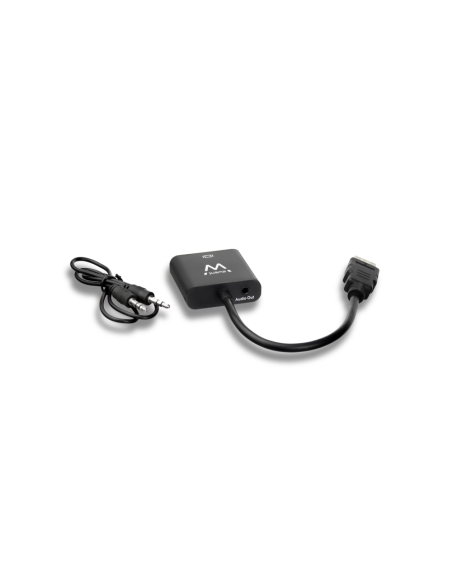 Ewent EW9864 adaptador de cable de vídeo 0,2 m HDMI VGA, 3.5mm Negro
