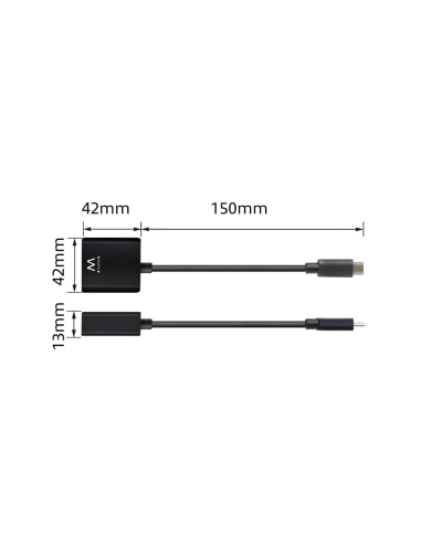 Ewent EW9825 adaptador de cable de vídeo 0,15 m USB Tipo C DisplayPort Negro