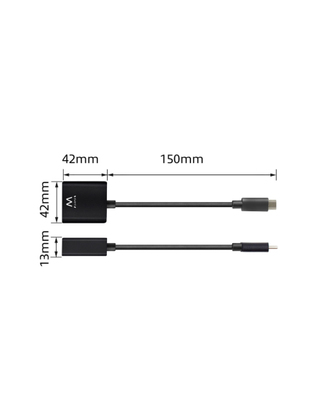 Ewent EW9825 adaptador de cable de vídeo 0,15 m USB Tipo C DisplayPort Negro