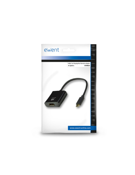 Ewent EW9825 adaptador de cable de vídeo 0,15 m USB Tipo C DisplayPort Negro
