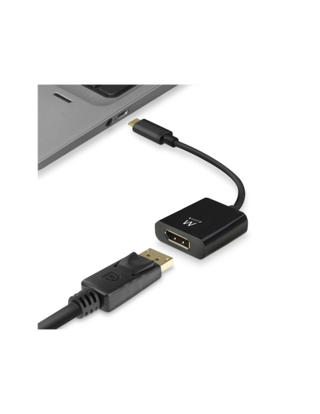 Ewent EW9825 adaptador de cable de vídeo 0,15 m USB Tipo C DisplayPort Negro