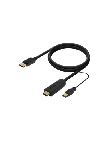 AISENS Cable Conversor Activo HDMI 2.0 + USB Alim. a DISPLAYPORT V1.2, HDMI/M-USB/M-DP/M, Negro, 1.8M
