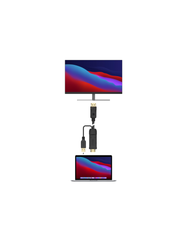 AISENS Cable Conversor Activo HDMI 2.0 + USB Alim. a DISPLAYPORT V1.2, HDMI/M-USB/M-DP/M, Negro, 1.8M